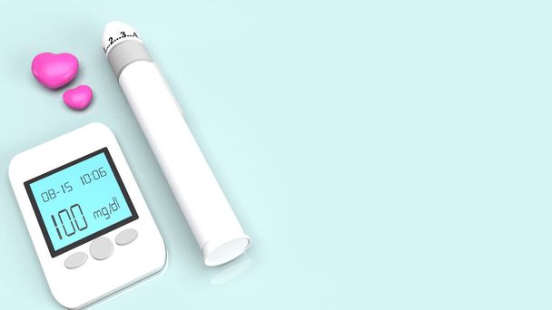 血糖値計は、医療コンテンツの3Dレンダリングの糖尿病をテストします. - 写真・画像