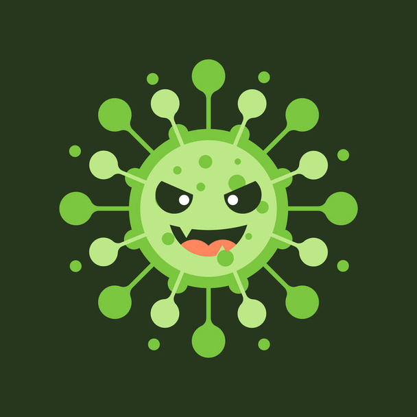 Caractères de dessin animé du virus Corona sur fond de couleur Coronavirus respiratoire pathogène 2019-nCoV de Wuhan, Chine. Utilisation appropriée pour poster, élément, mascotte, emoji, emoticon. Covid-19, Sars, mers, grippe, - Vecteur, image