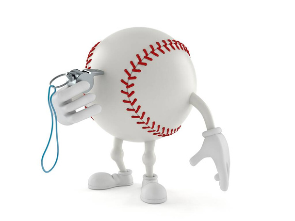 Baseball karakter tartja síp elszigetelt fehér háttérrel. 3d illusztráció - Fotó, kép