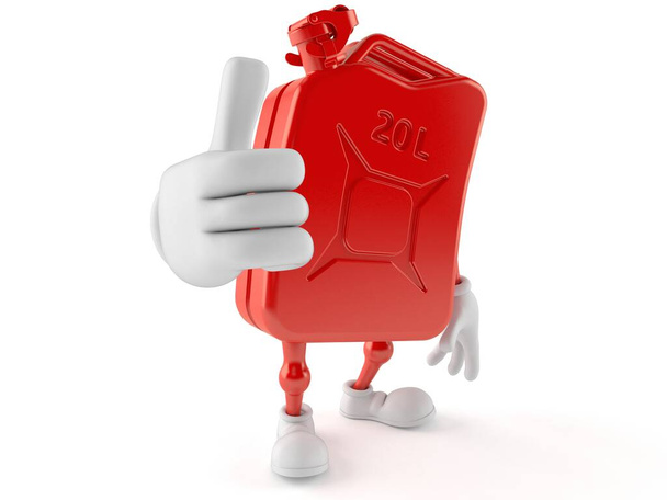 Контейнер бензина персонаж с большим пальцем вверх жест изолирован на белом фоне. 3d иллюстрация - Фото, изображение
