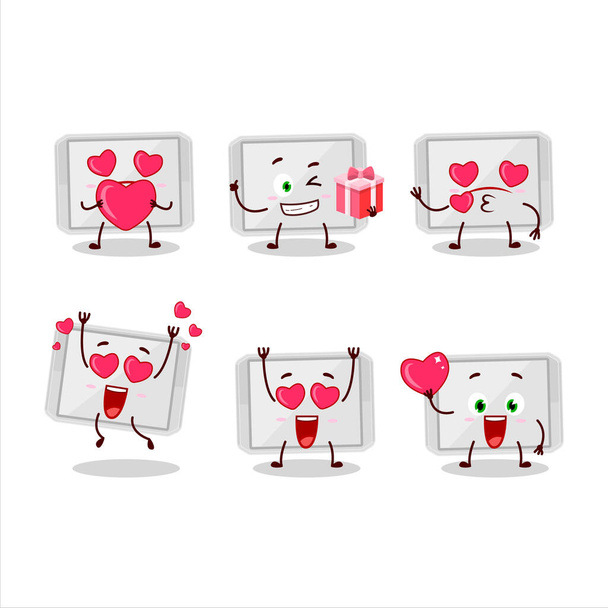 Bandeja de plástico de plata personaje de dibujos animados con amor lindo emoticono - Vector, Imagen