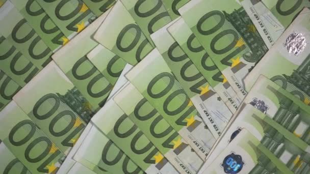 100ユーロ紙幣紙幣。ユーロ紙幣の背景。現金B - 映像、動画