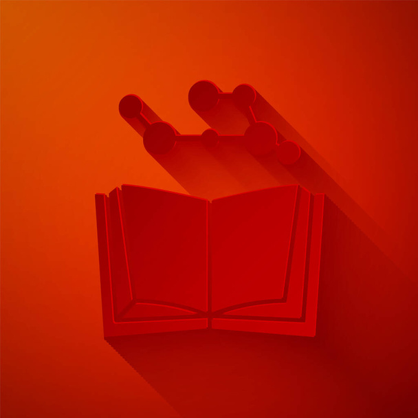 Papier découpé Icône de livre ouvert isolé sur fond rouge. Style art du papier. Illustration vectorielle. - Vecteur, image