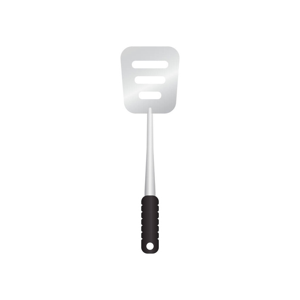 Spatula utensil vector illustration isoalted on white background. Flippers or Turner. Metal tool for frying with heat resistant handle. Suitable for 3d Realistic Mockup. 6/35 - Vector, Image