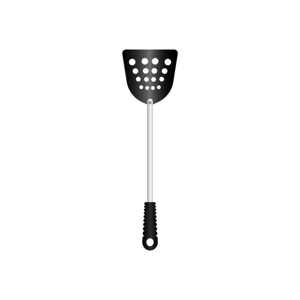 Black Silicon spatula utensil vector illustration isoalted on white background. Ferramenta para cozinhar com alça resistente ao calor. Adequado para 3d Realistic Mockup. 19 / 35 - Vetor, Imagem