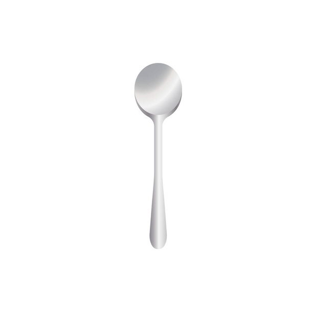 Metal spoon vector illustration isoalted on white background. Suitable for Realistic 3d Mockup. Stainless steel material tableware. 21/35 - Vector, Image
