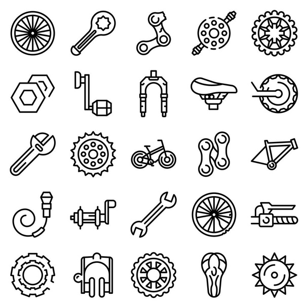 Bicycle repair icons set, outline style - Vettoriali, immagini