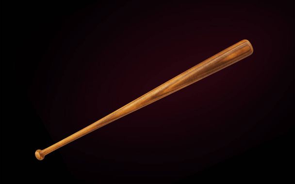 Baseball bat odizolowany po ciemku ze ścieżką wycinania. Ilustracja 3D renderowania.  - Zdjęcie, obraz