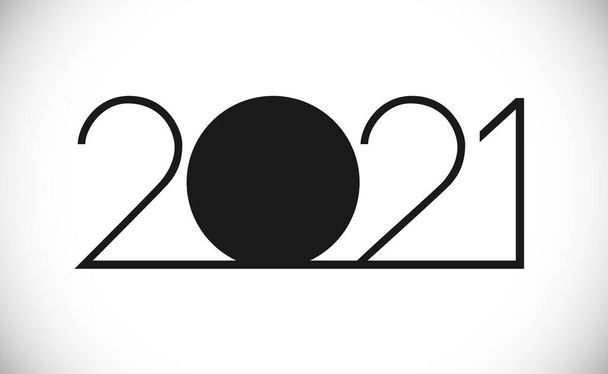 2021 Šťastný nový rok blahopřejeme konceptu. Klasický tenký logogram. Abstraktní izolovaná šablona grafického designu. Číslice v černobílém stylu. Myšlenka vektorové masky s černými a bílými barvami. Kreativní dekorace. - Vektor, obrázek