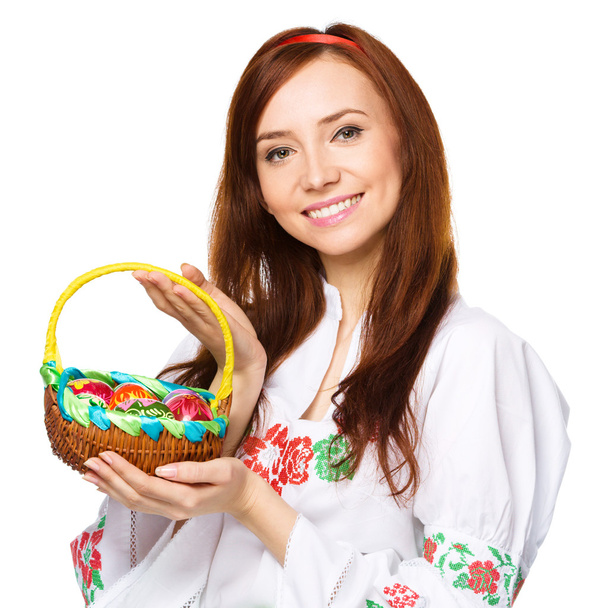 Young woman in ukrainian national cloth - Zdjęcie, obraz