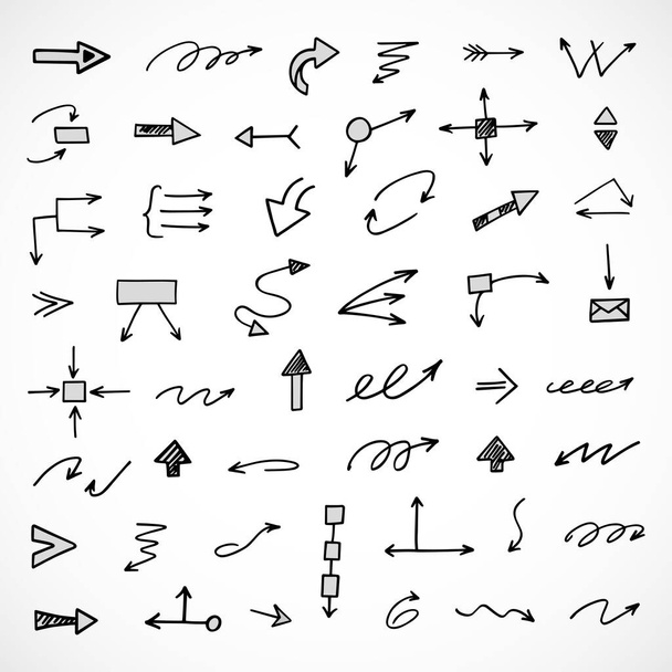 Vector set of hand-drawn arrows, elements for presentation - Vektör, Görsel