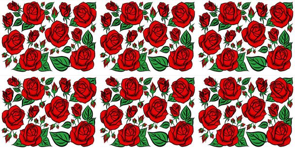 Line drawn, Beautiful rose bouquet flowers on white background, creative with illustration in flat design. Floral pattern, decorative series for wallpaper. Valentine day concept. - 写真・画像