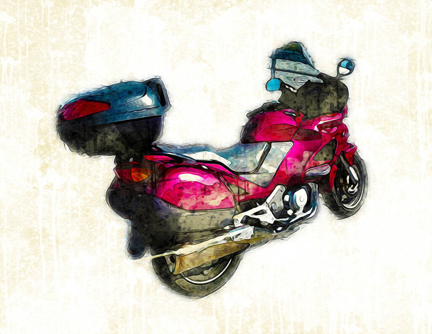 Ilustración de motocicleta color arte aislado vintage retro
 - Foto, imagen