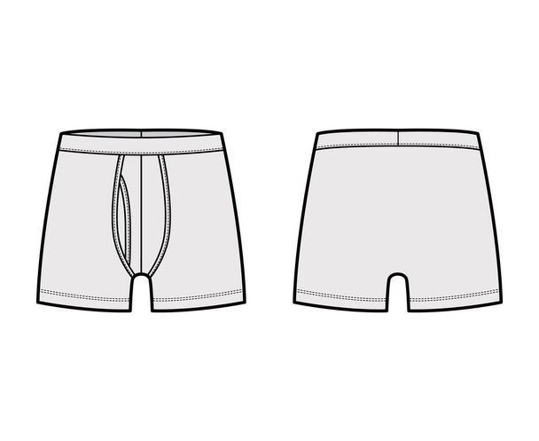 Boxer rövidnadrág fehérnemű technikai divat illusztráció rugalmas derékpánt Atlétikai stílusú bőrfeszes nadrág Alsógatya - Vektor, kép