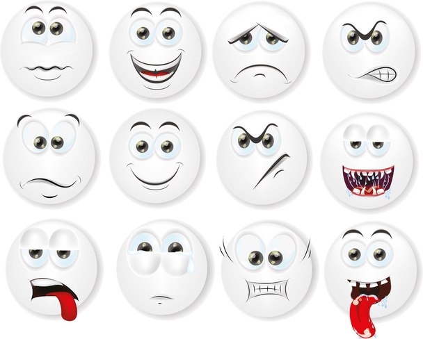 Cartoon faces with emotions - Vector, imagen