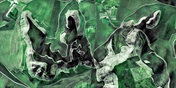 Текстура, абстрактна фотографія полів Іспанії з повітря, вигляд повітря, зображення людських трудових таборів, абстрактне мистецтво, - Фото, зображення