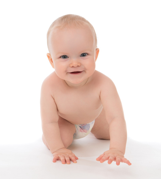Little child baby toddler sitting or crawling happy smiling - Фото, изображение