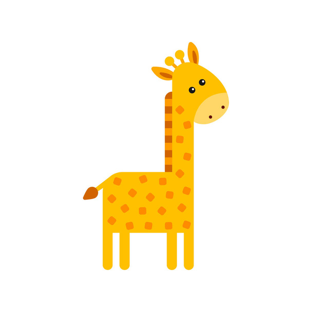 Cute cartoon trendy design little giraffe. Children's picture. African animals wildlife vector illustration icon. - Wektor, obraz