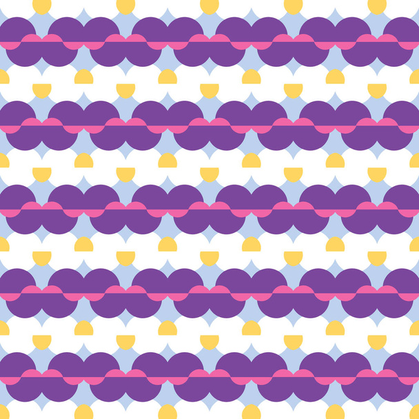 Vector naadloze patroon textuur achtergrond met geometrische vormen, gekleurd in paars, roze, blauw, geel en wit kleuren. - Vector, afbeelding