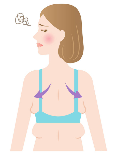 question féminine de graisse du dos avec flèche. isolé sur fond blanc - Vecteur, image