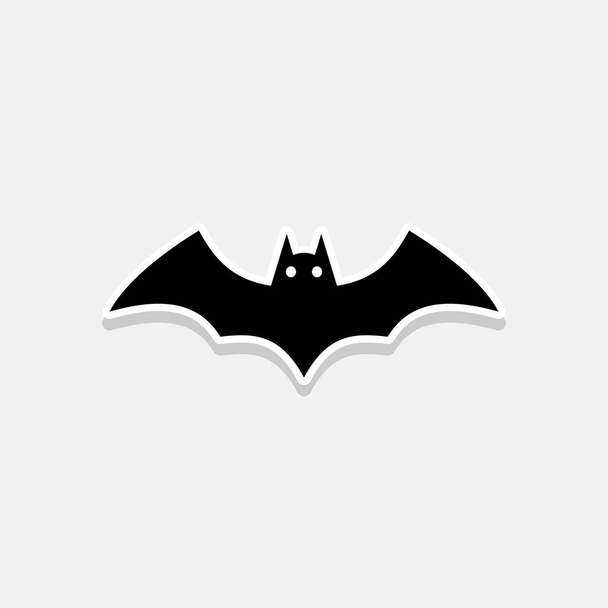 Icono de murciélago de Halloween con ojos brillantes, vacaciones de Halloween. Diseño de trazo blanco y sombra. Icono aislado. Ilustración de vector de estilo plano. - Vector, imagen