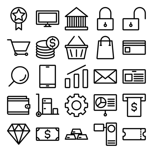 shopping and finance line icons set. vector illustration - ベクター画像