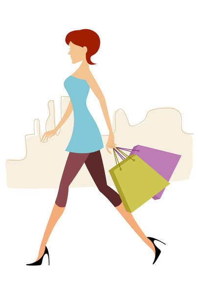 Dame mit Einkaufstaschen - Foto, Bild