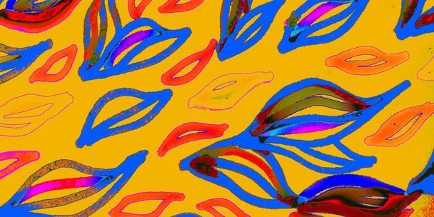 Pink Plant Background. Blue Nature Template. Azure Acrylic Canva.Green Stylish Batik. Orange Tie Dye Brush. Yellow Grunge Banner. Abstract Decor. - Photo, Image