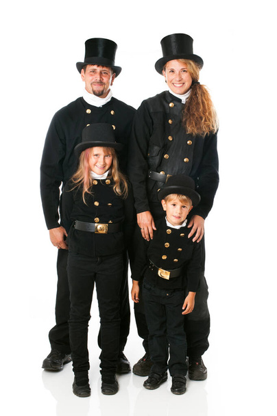 Kéményseprő család elszigetelt fehér - Fotó, kép