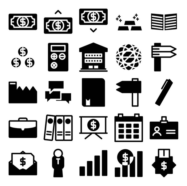 set of simple and minimalistic finance bold vector icons - Vecteur, image