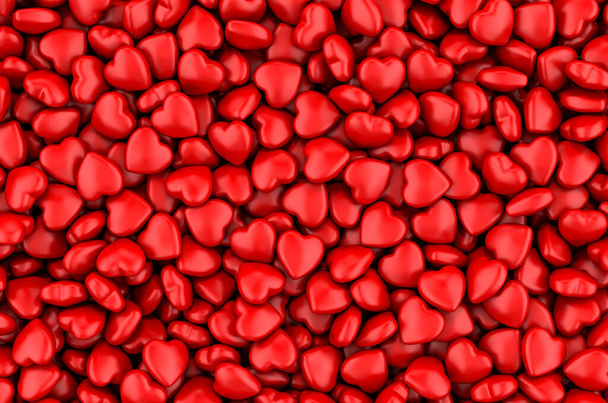 Background from red hearts, 3D rendering - Foto, Bild