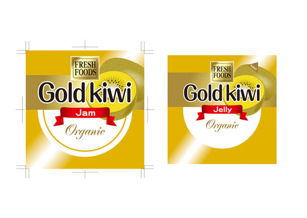 Illustration des Gold-Kiwi-Gelees und der Gold-Kiwi-Marmelade. - Foto, Bild