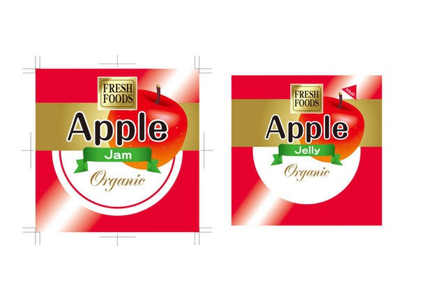 Een sticker van de appelgelei en appeljam. Verzameling illustraties. - Foto, afbeelding