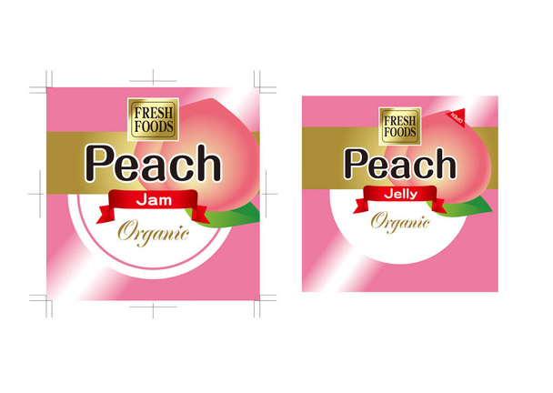 A sticker of the peach jelly and peach jam. Illustration collection. - Photo, Image