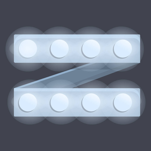 Bright led strip lights icon, cartoon style - Vector, afbeelding