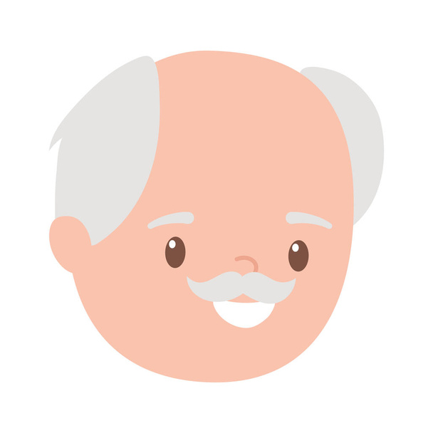 viejo hombre cara calva carácter aislado diseño blanco fondo - Vector, Imagen