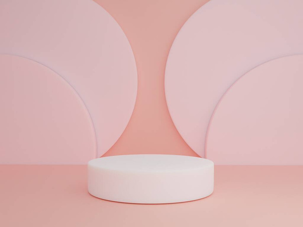 Scene with podium for mock up presentation in pink color and minimalism style with copy space, 3d render abstract background design - Foto, afbeelding