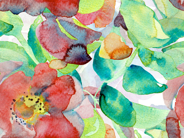 Watercolor leaves Seamless Pattern. - Photo, Image