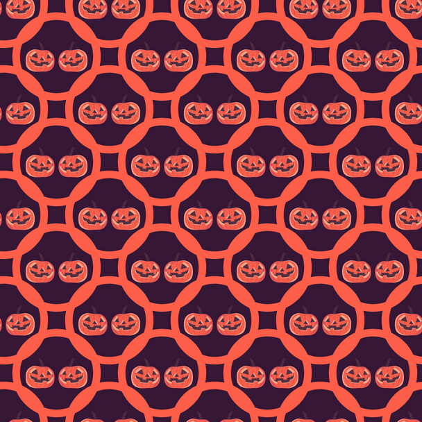 Halloween seamless pattern. Texture with pumpkin face horror pumpkin jack o lantern seamless pattern on white background. spooky halloween pumpkin pattern. Festive wrapping paper. - Vector, Image