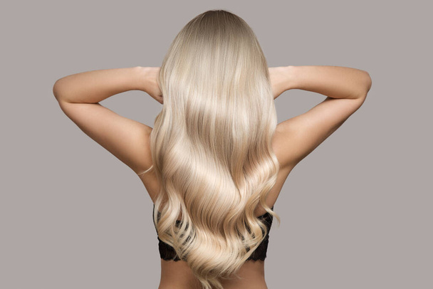 wavy blond hair back view - Photo, Image
