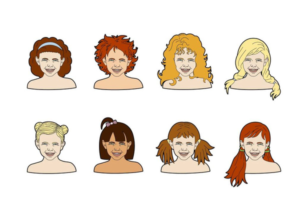 Стиль волос для девочек векторная иллюстрация, файл EPS 10 - Вектор,изображение