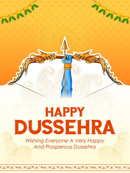 Lord Rama tilalla Bow ja Arrow Happy Dussehra festivaali Intian tausta - Vektori, kuva
