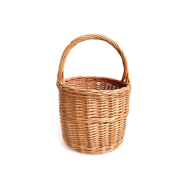 Handmade wicker basket isolated on white background - Photo, Image
