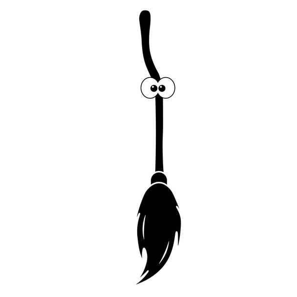 Ilustração simples do ícone da vassoura das bruxas para o dia de Halloween - Vetor, Imagem