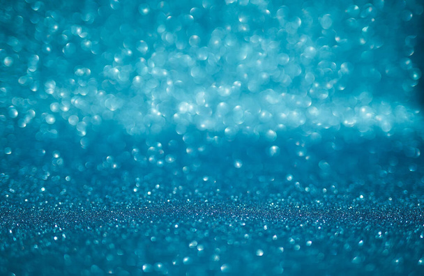Bokeh azul Glitter textura Natal Fundo abstrato - Foto, Imagem