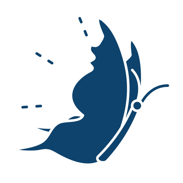 vista laterale farfalla volante icona della silhouette animale - Vettoriali, immagini