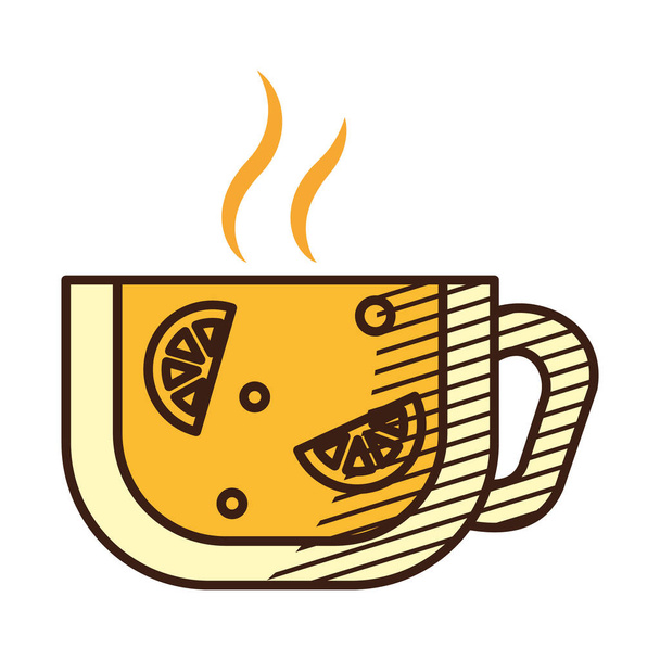 icône de thé chaud à base de plantes, style dessin à la main - Vecteur, image