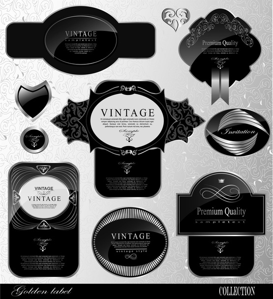 Set retro vintage ribbons and label - Vector, Image
