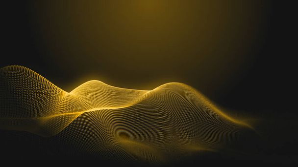 Dot gold wave light screen gradient texture background. Abstract  technology big data digital background. 3d rendering. - Photo, Image