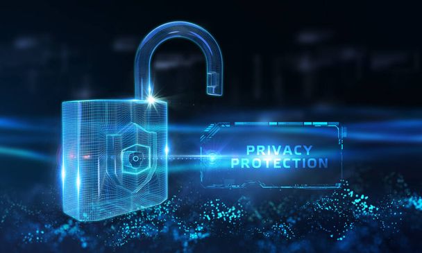Концепция конфиденциальности бизнес-технологий защиты данных кибербезопасности. Защита конфиденциальности - Фото, изображение